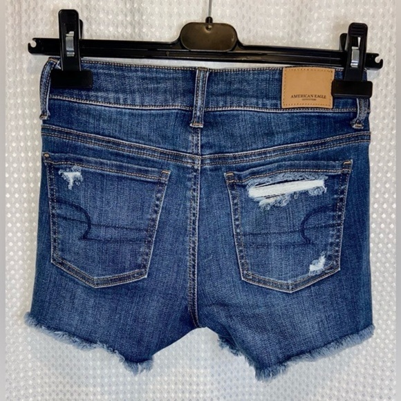 Women’s American Eagle distressed cut off midi stretchy shorts size 0 - Picture 8 of 9